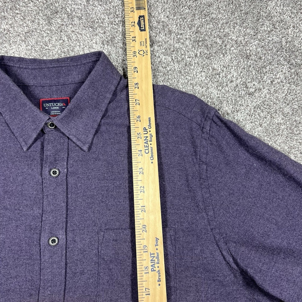 Untuckit Shirt Mens Large Purple Sherwood Button Up Long Sleeve Flannel Brushed - Picture 6 of 10